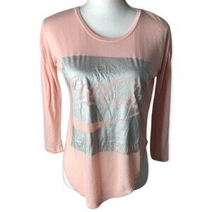 Mighty Fine Coca-Cola 3/4 Sleeve Pink Scoop Neck Top